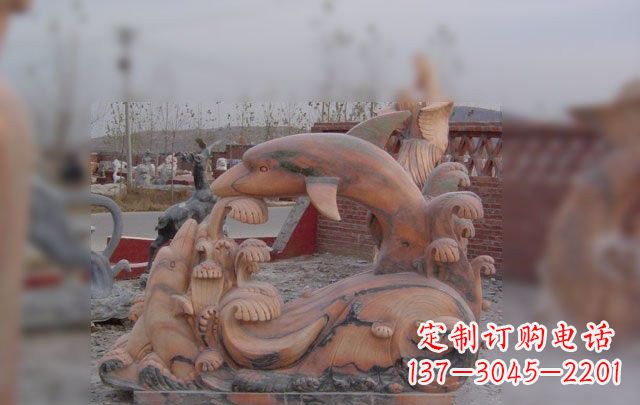 信阳海豚海浪石雕,精美艺术品