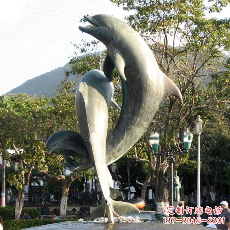 信阳海豚公园铜雕景观动物雕塑