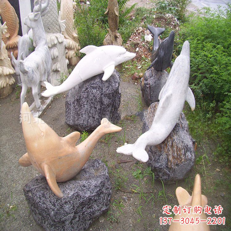 信阳海豚石雕塑,纯手工定制精美艺术品