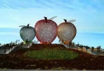 信阳精美大气的不锈钢苹果雕塑