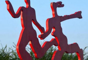 信阳中领雕塑-多彩情侣跑步雕塑