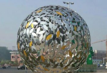 信阳华丽曼妙的不锈钢树叶镂空球雕塑
