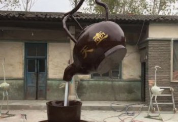 信阳茶壶精美铜雕，为您打造经典景观雕塑