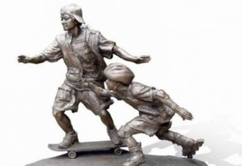 信阳令人惊叹的广场滑板男孩铜雕塑