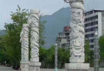 信阳定制精美的盘龙柱石雕