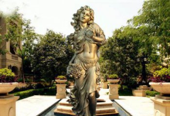 信阳华丽蓬勃的铜雕女神像