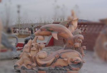 信阳海豚海浪石雕，精美艺术品