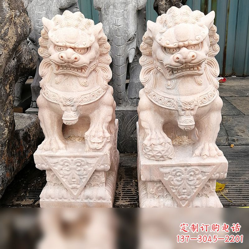 信阳汉白玉狮子雕塑,独特雕刻,展现狮子雄势