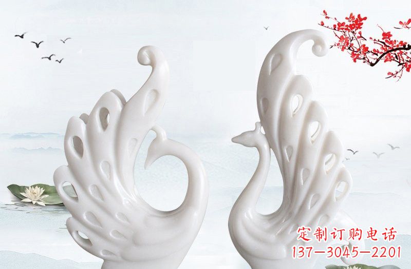 信阳汉白玉孔雀艺术雕塑