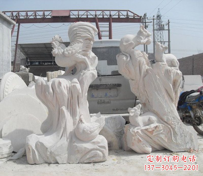 信阳中领雕塑,打造古典唯美的汉白玉公鸡雕塑