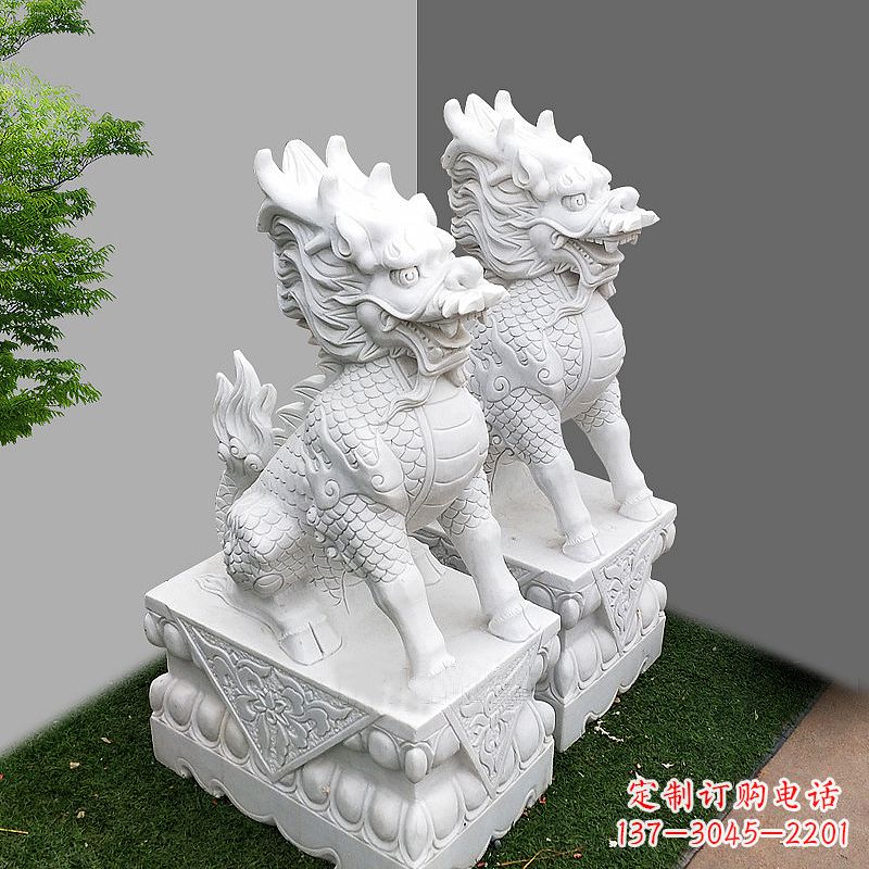 信阳品质出众的汉白玉麒麟大门石雕塑