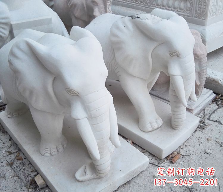 信阳艺术精品-汉白玉动物大象雕塑