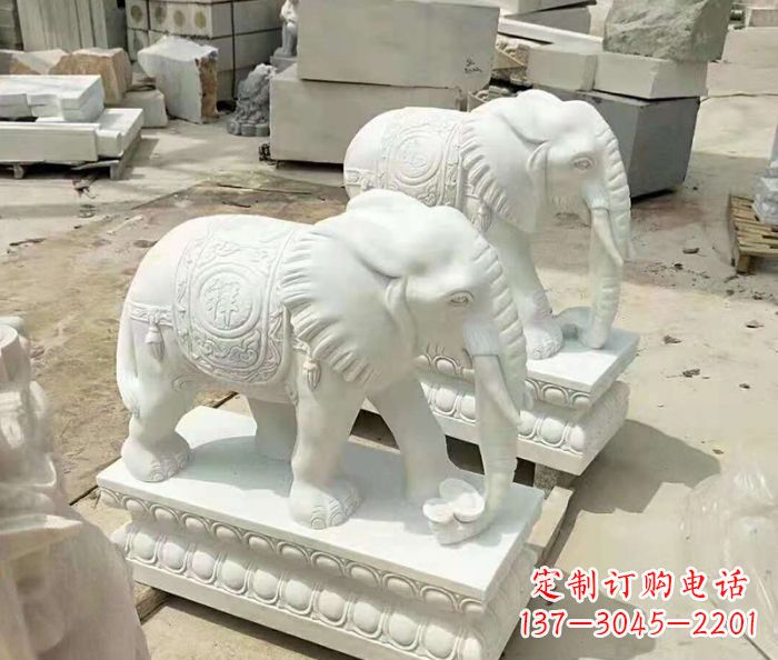 信阳汉白玉大象招财动物石雕