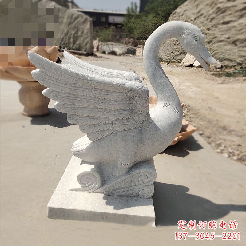 信阳细腻精美的汉白玉天鹅雕塑