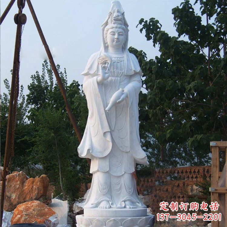 信阳汉白玉滴水观音石雕