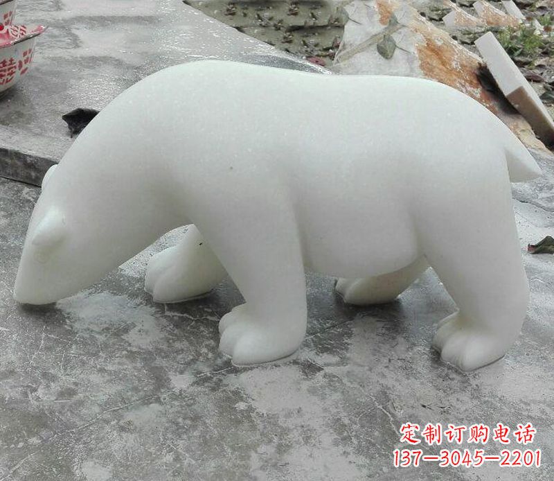 信阳汉白玉动物北极熊石雕