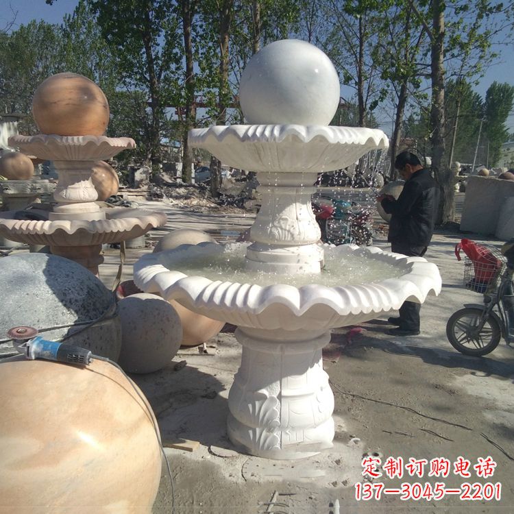 信阳汉白玉风水球,高端定制雕塑