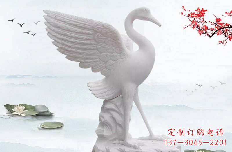 信阳开启一段神奇变化之旅——汉白玉仙鹤雕塑