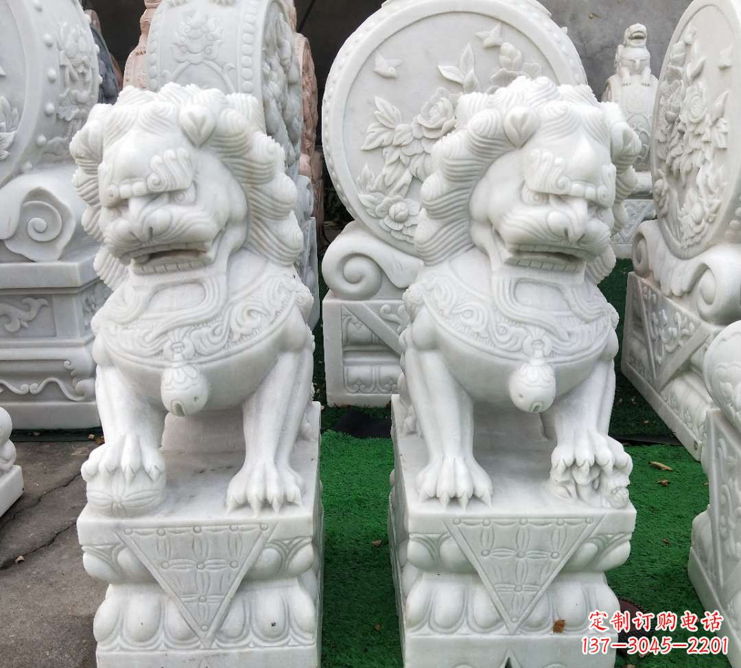 信阳精致汉白玉狮子雕塑