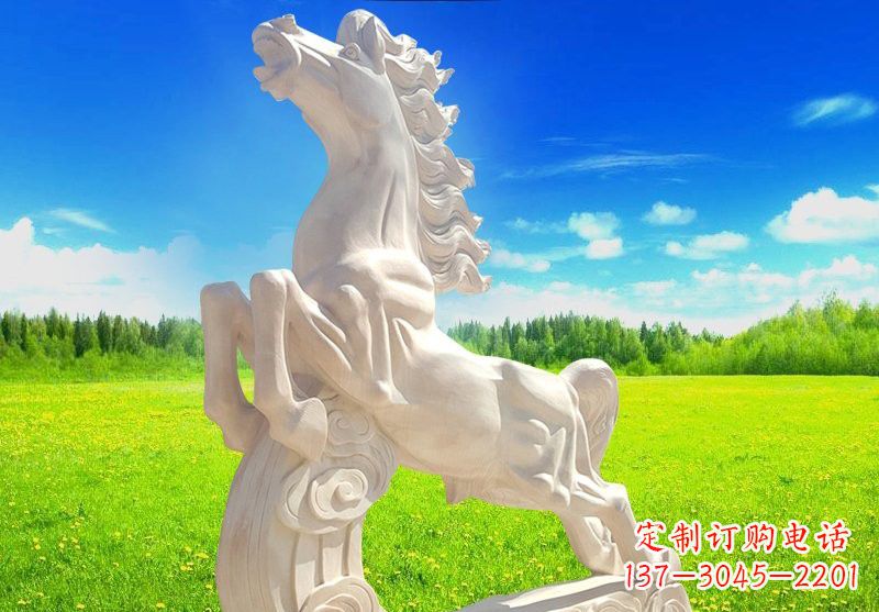 信阳古典精美的汉白玉奔马石雕