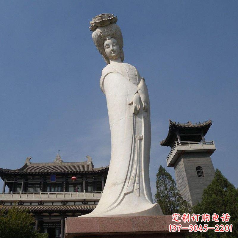 信阳汉白玉贵妃石雕像-精美绝伦的杨玉环雕像