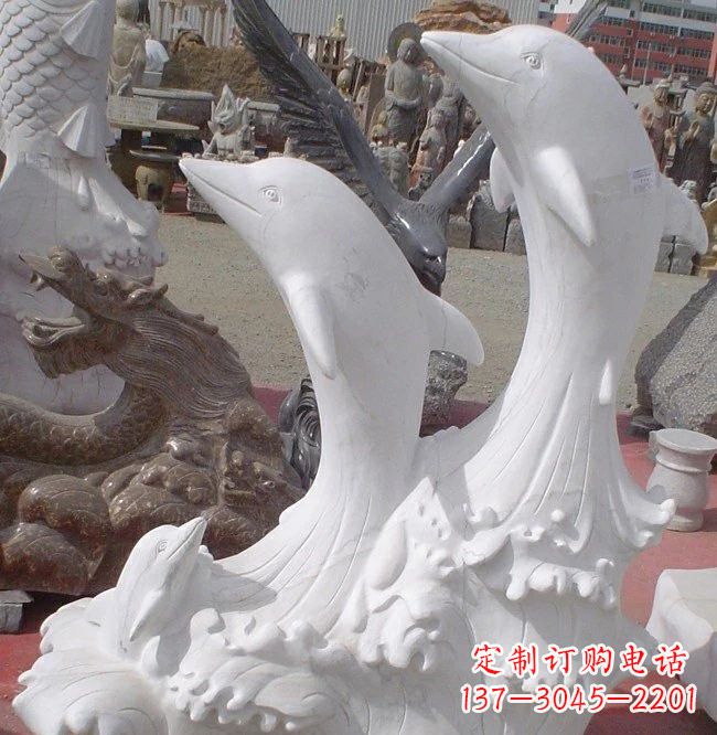 信阳海豚石雕,汉白玉精美雕塑