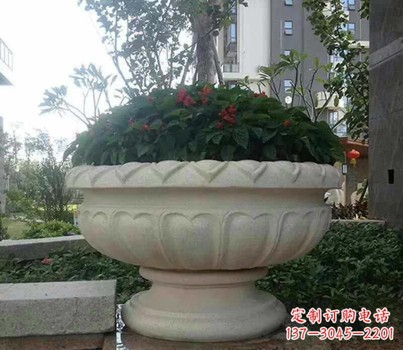 信阳传承艺术美学的汉白玉花盆雕塑