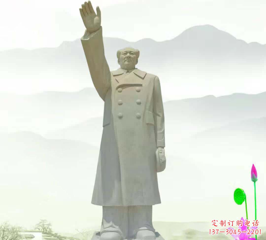 信阳汉白玉挥手毛泽东雕塑