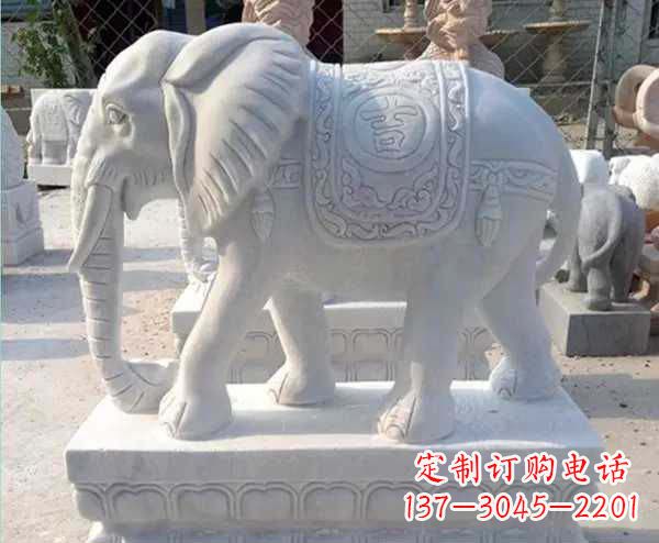信阳汉白玉吉祥如意招财镇宅大象石雕_1