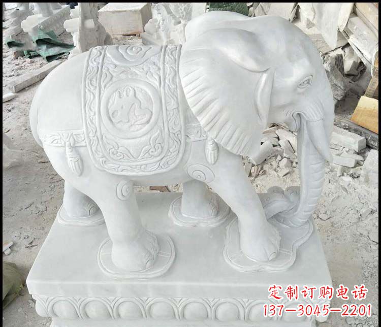 信阳汉白玉吉祥如意门口招财镇宅大象石雕