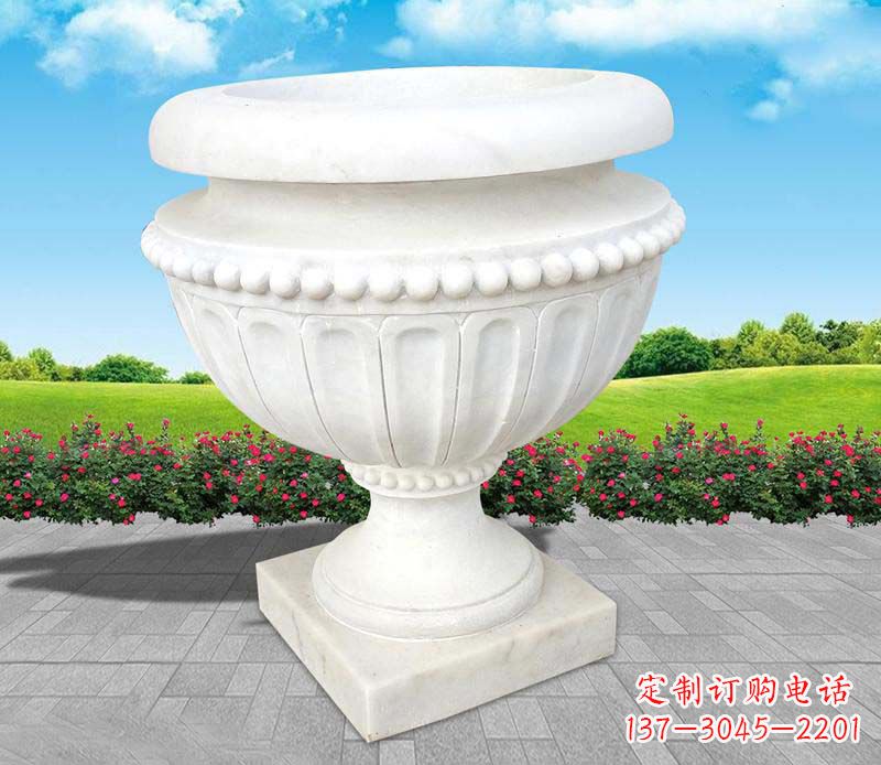 信阳精美汉白玉花盆雕塑
