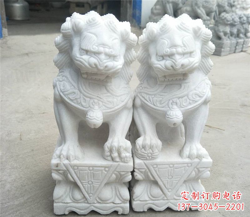 信阳汉白玉酒店吉祥狮子门墩