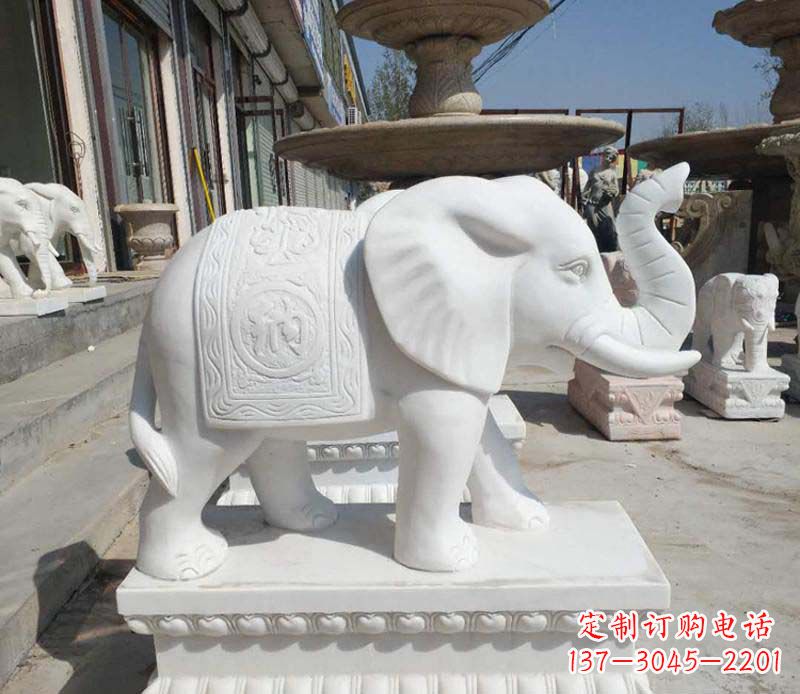 信阳汉白玉酒店门口喷水大象