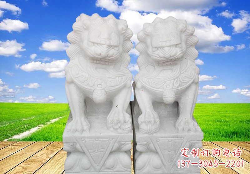 信阳汉白玉看门狮子石雕
