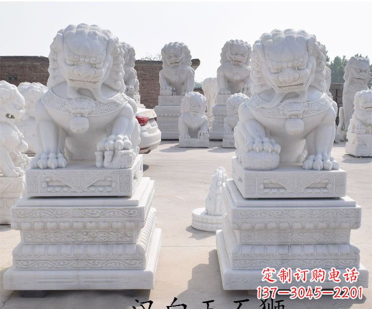 信阳汉白玉看门狮子雕塑
