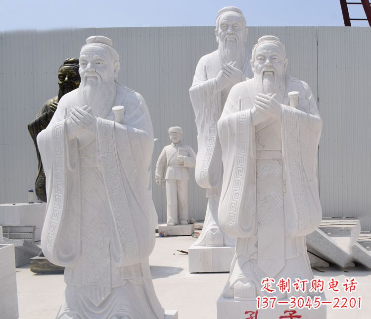 信阳汉白玉孔子校园古代名人石雕 (2)