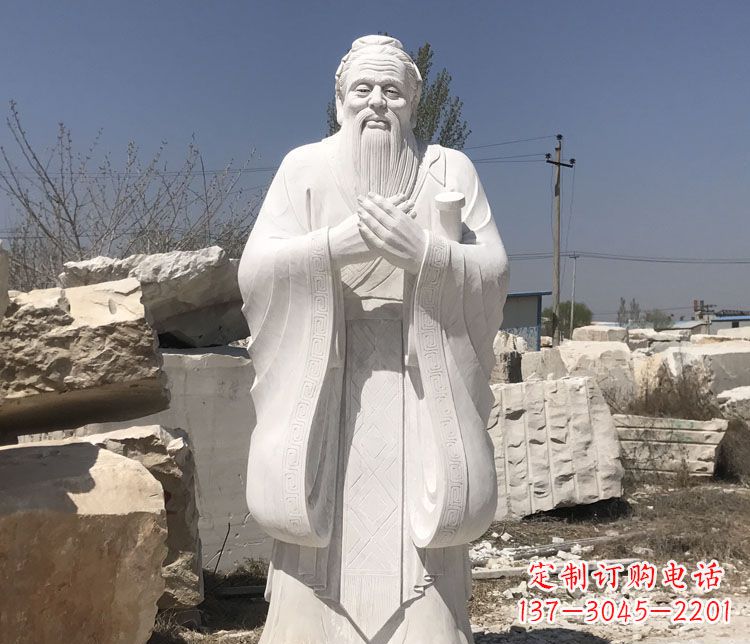 信阳汉白玉孔子行教像学校古代名人石雕