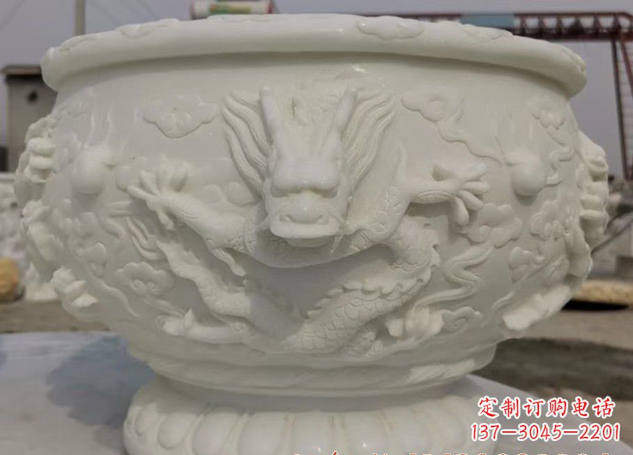 信阳中领雕塑汉白玉龙鱼缸雕塑,是由专业雕塑定…