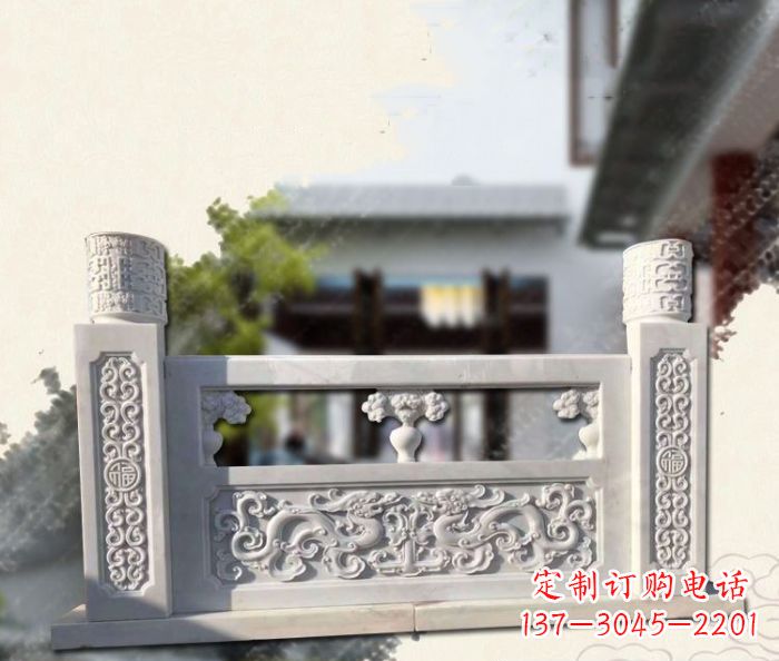 信阳汉白玉龙石栏板雕塑