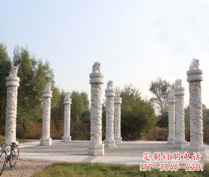 信阳高级汉白玉龙柱广场文化柱石雕