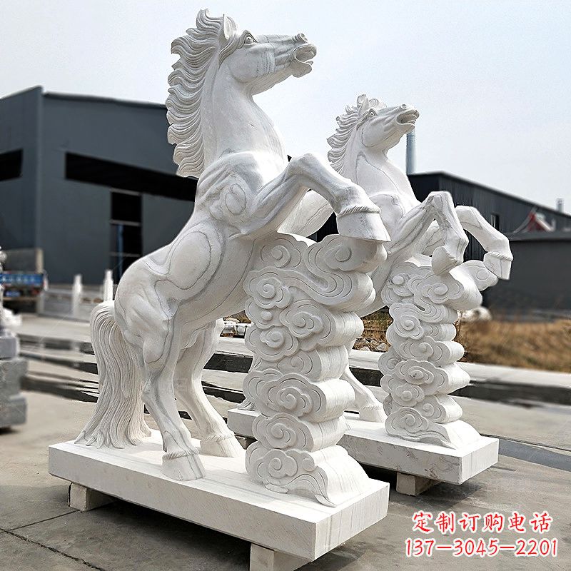 信阳精美马踏祥云石雕,栩栩如生