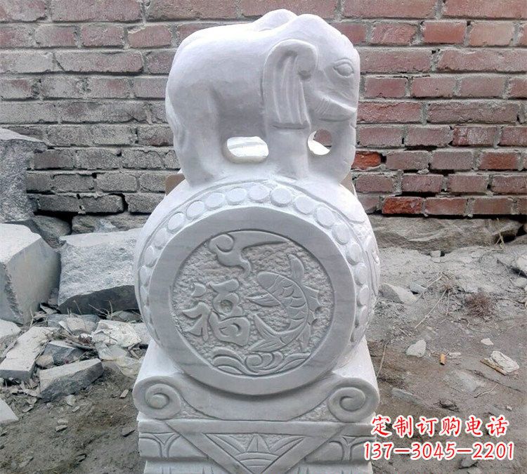 信阳汉白玉门口大象抱鼓石