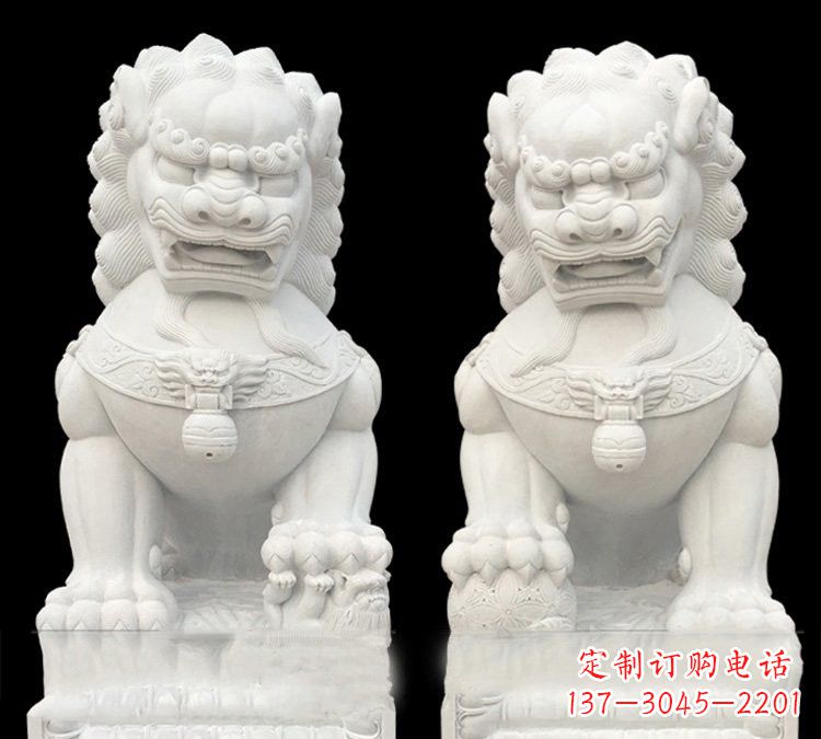 信阳汉白玉门口用石雕狮子