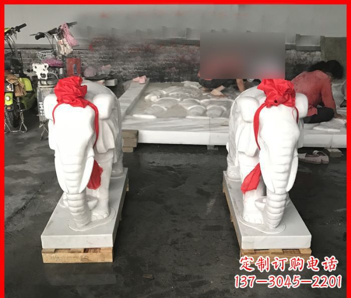 信阳汉白玉门口招财小象石雕