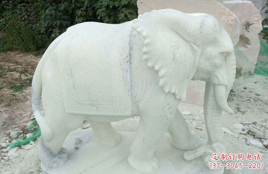 信阳汉白玉门口镇宅大象石雕