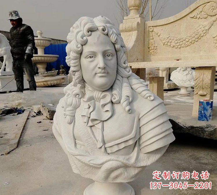 信阳汉白玉牛顿头像雕塑,尊享经典