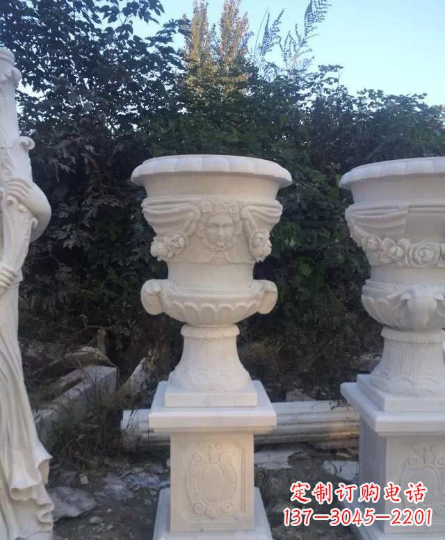 信阳汉白玉艺术雕塑花盆