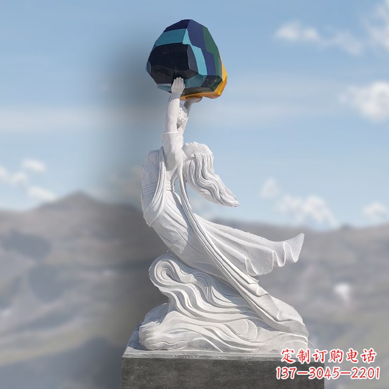 信阳领雕塑精美雕刻的女娲补天石雕塑