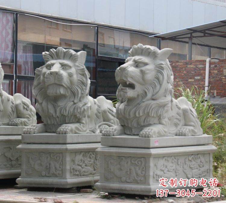 信阳汉白玉狮子雕塑,欧式风格精美雕塑