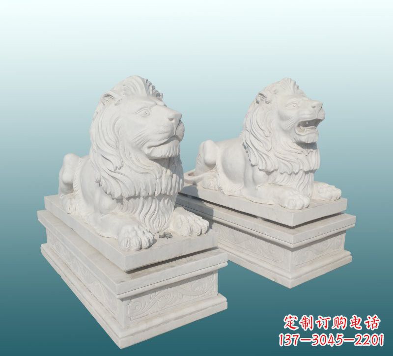 信阳汉白玉狮子雕塑,来自中领雕塑精美设计